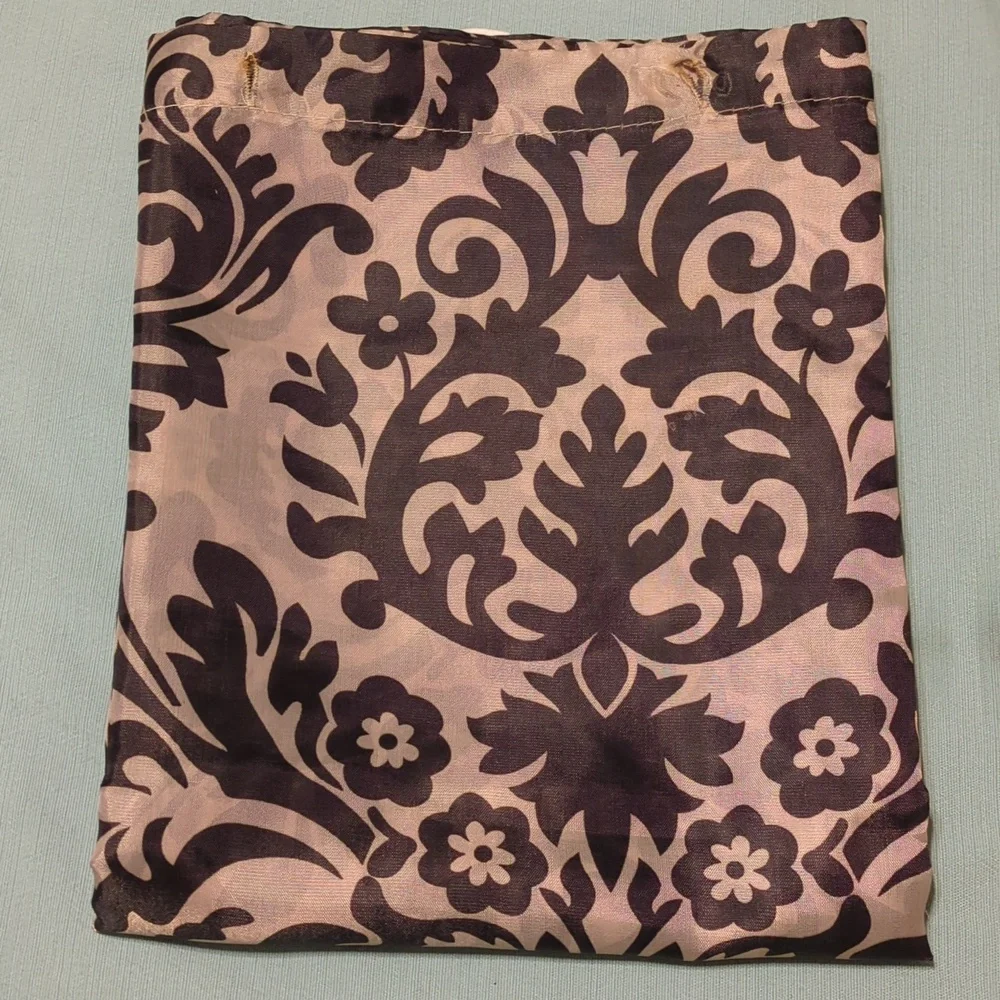Beige and black medallion design shower curtain
